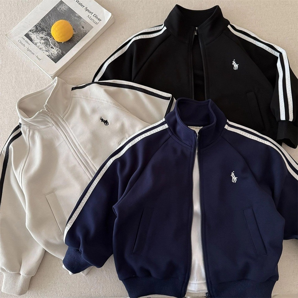 Jaket Anak Laki Laki Premium Jaket Polos Lengan List Putih Jaket Gambar Kuda