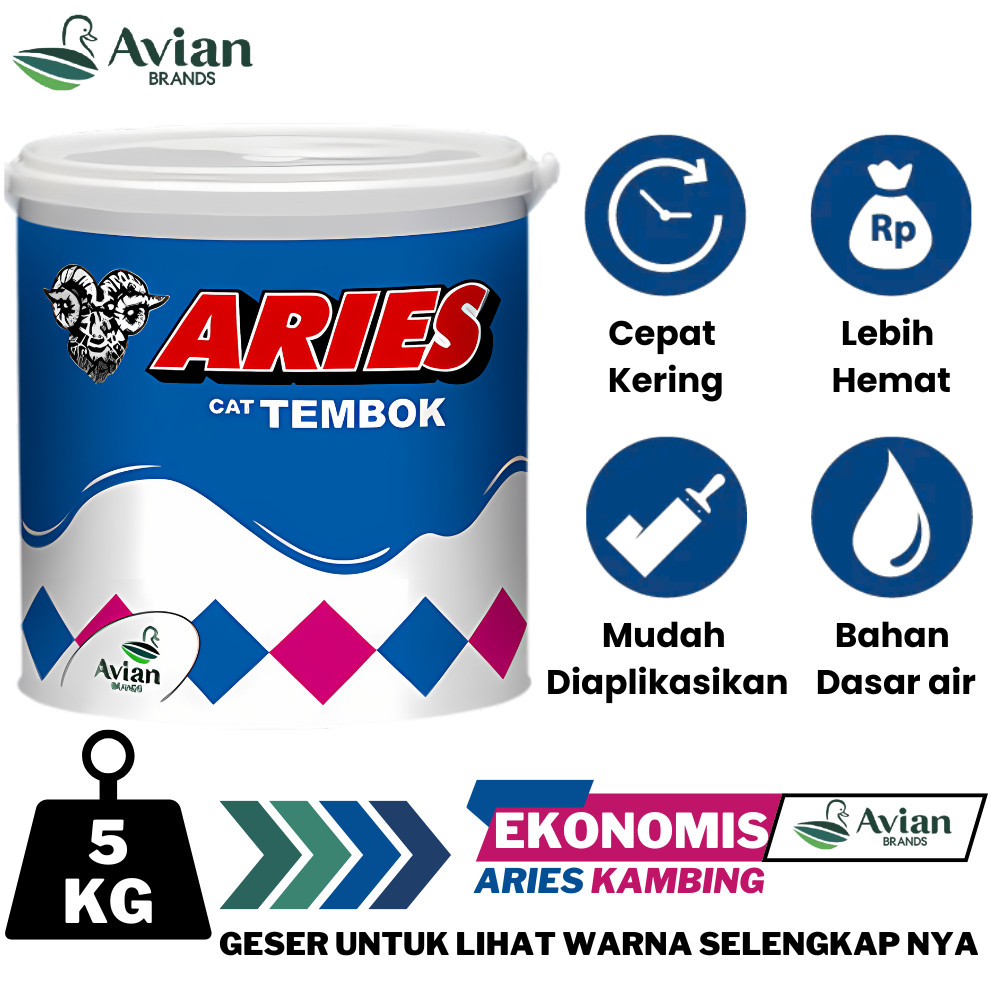 AVIAN CAT TEMBOK ARIES KAMBING 5KG AVIAN ARIES 5KG CAT TEMBOK ARIES CAT DINDING EKONOMIS AVIAN 5KG