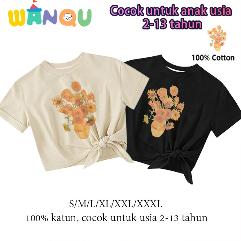 WANQU.Kaos Anak Perempuan Gaya baru 2-13 Tahun import imut-imut 100% Cotton Bunga bunga matahari kun