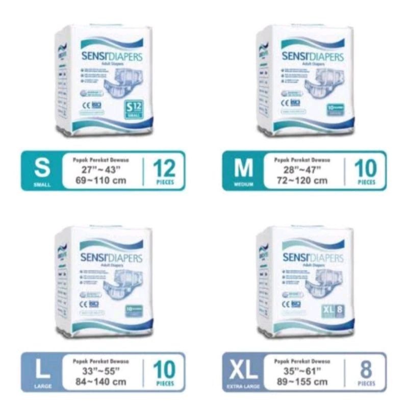 SENSI ADULT DIAPERS/POPOK PEREKAT SENSI/POPOK DEWASA PEREKAT (S12/M10/L10/XL8)