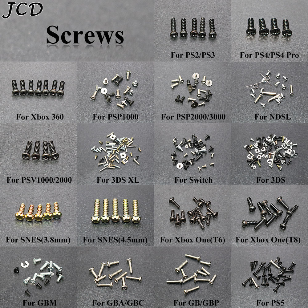 JCD Screws Replacement For PS2 PS3 PS4 Pro PS5 XBOX 360 XBOX ONE PSP1000 2000 3000 3DS XL SNES NDSL 