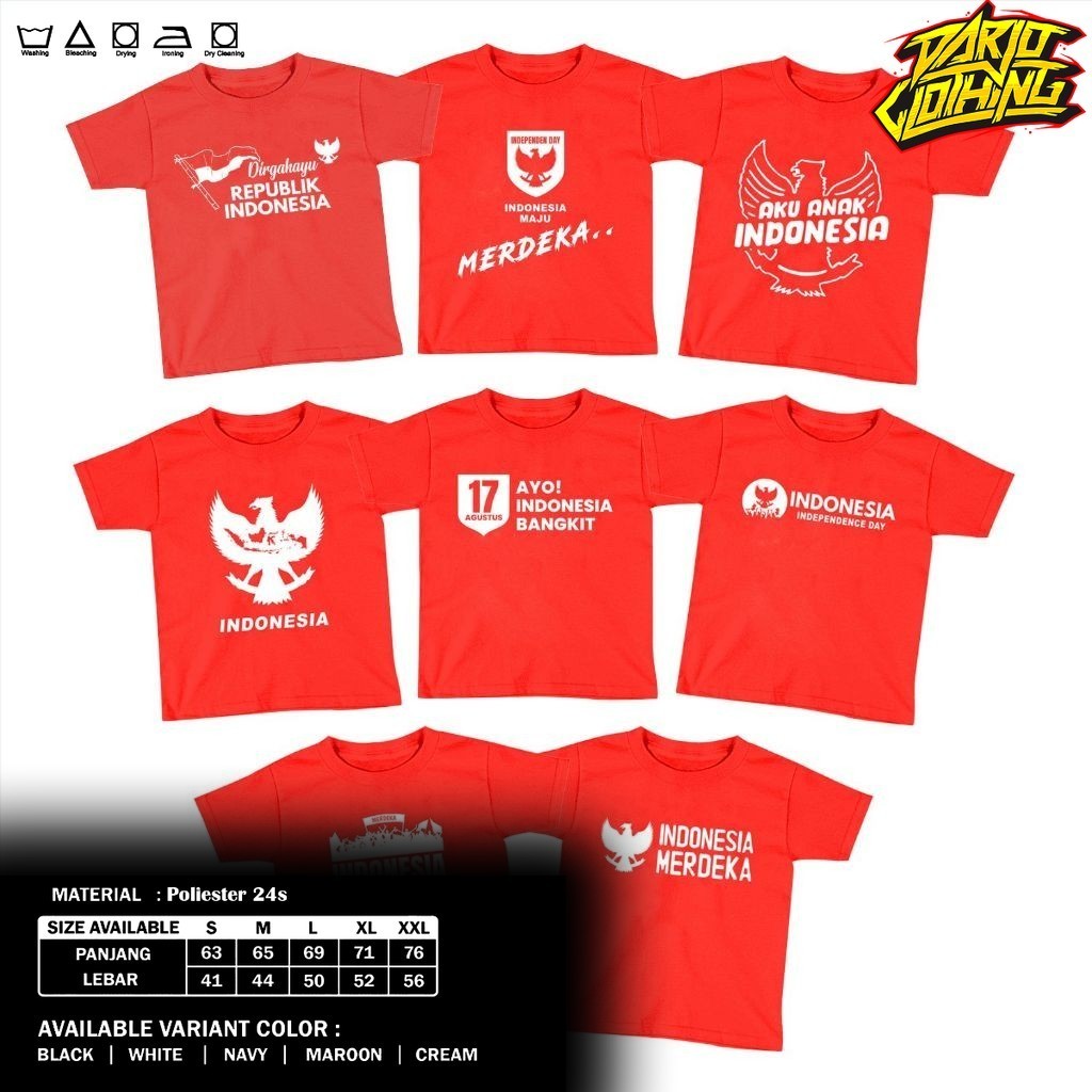 DarjoClothing Konveksi - Kaos Couple 17 Kemerdekaan Agustusan Indonesia Anak & Dewasa Kaos HUT RI 77