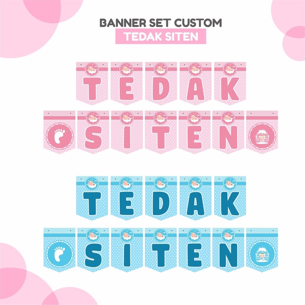Banner Set Tedak Siten Aqiqah – Dekorasi Tasyakuran Bayi Pink & Blue