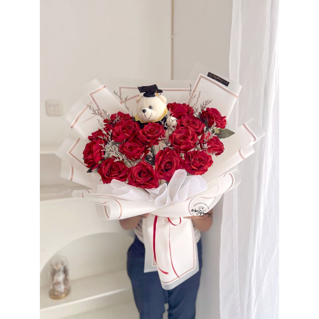 (citra0444) ARTIFICIAL ROSE BOUQUET GRADUATION - BUKET BUNGA WISUDA BUKET WISUDA FLOWER BOUQUET PALS