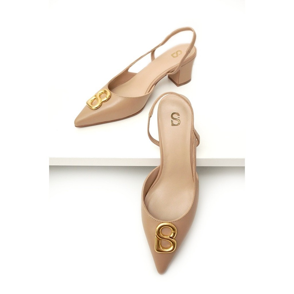Buttonscarves Kylie Mid Heel Shoes - Tan