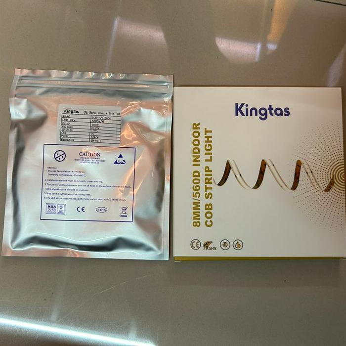 Kingtas Lampu Led Strip COB IP20 560led 12v 12watt 3000k 4000K - 4000K