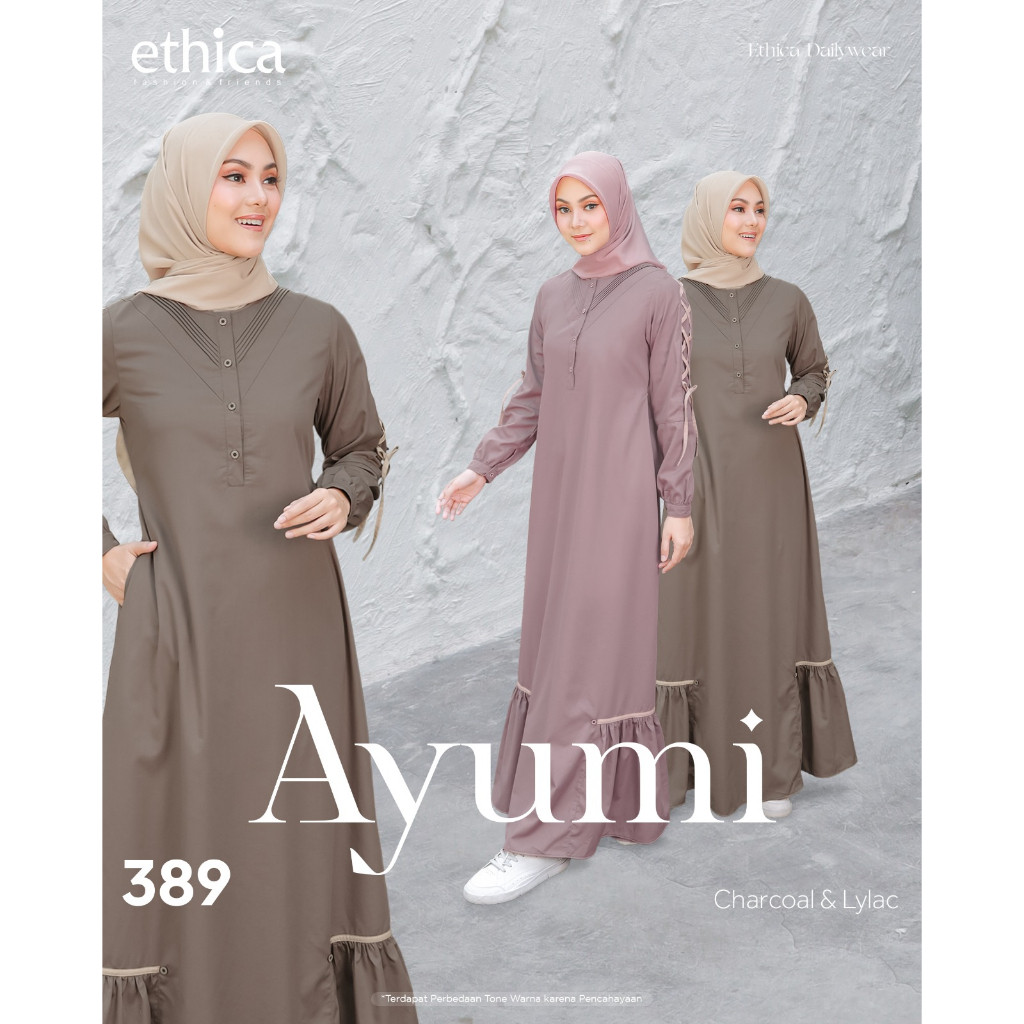 DRESS ONLY ETHICA ORIGINAL AYUMI 389 CHARCOAL AYUMI 389 LYLAC GAMIS ELEGAN DEWASA GAMIS ETHICA GAMIS