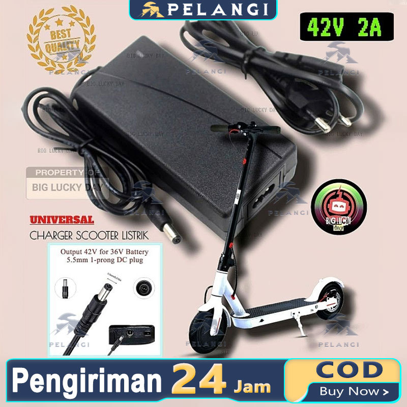 Charger 36v lithium output 42v 2A scooter listrik exotic inokim light fiido dyu himo cas batre 18650