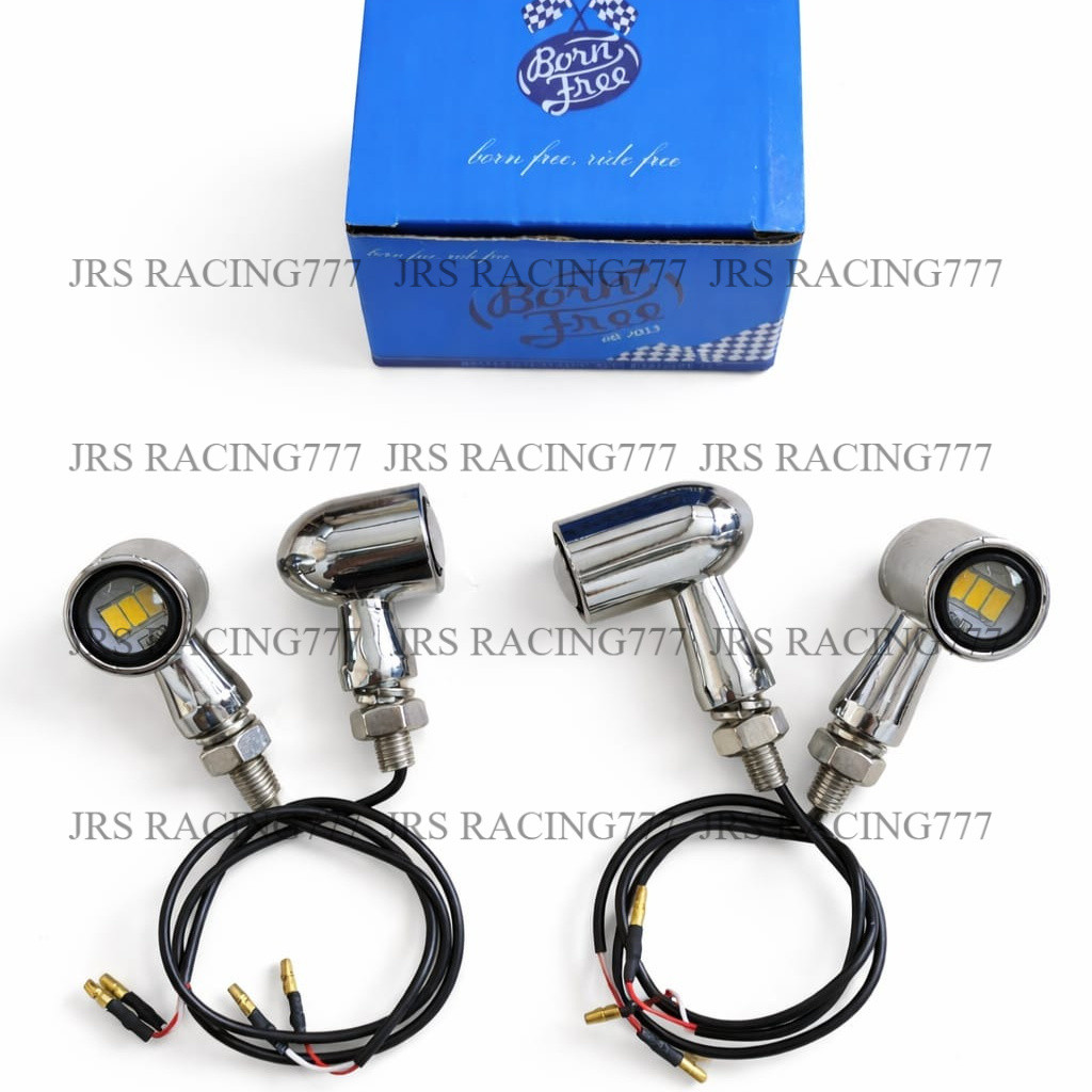 Sen Motor LED Kapsul Sedang Kecil Chrome Born Free – Lampu Sein Custom Universal Terang & Stylish