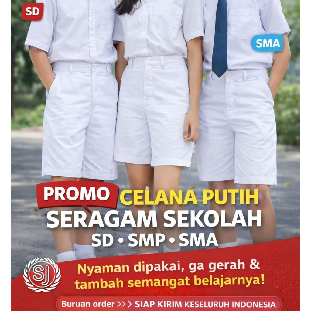 CELANA seragam PUTIH PENDEK CELANA SEKOLAH laki laki bawahan pria termurah
