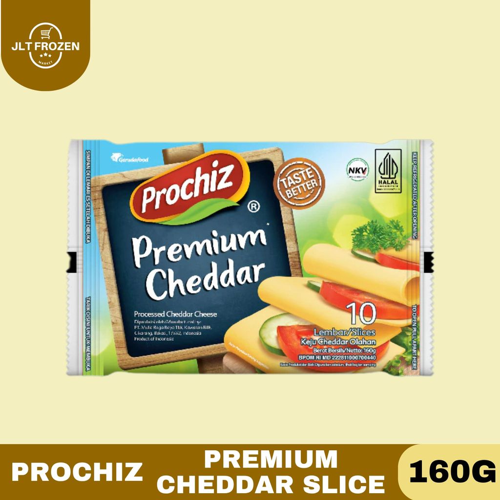 Prochiz Premium Cheddar Slice 160g ( 10 Lembar ) / Keju Slice / Keju Cheddar Slice