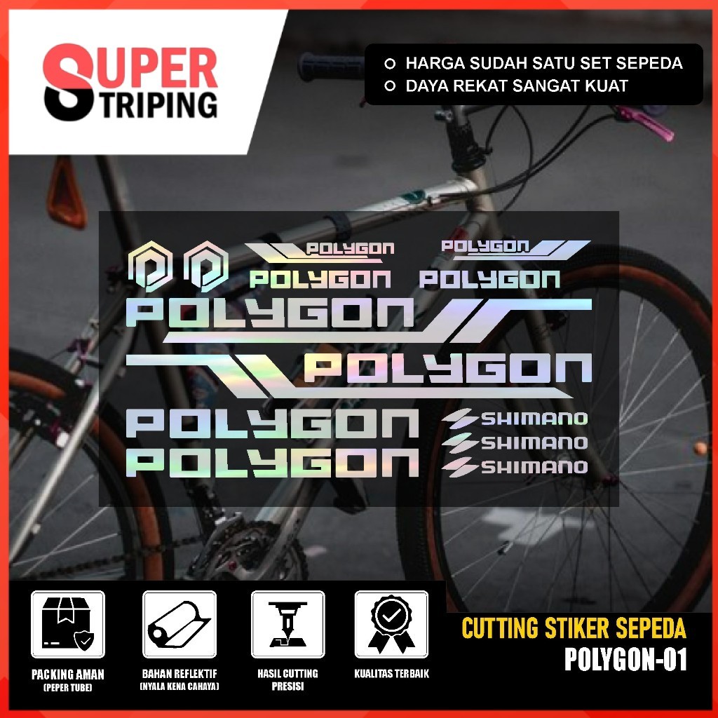 Stiker Sepeda POLYGON MTB Frame Lipat | Cutting Sticker | Decal Aksesoris Sepeda Set 01