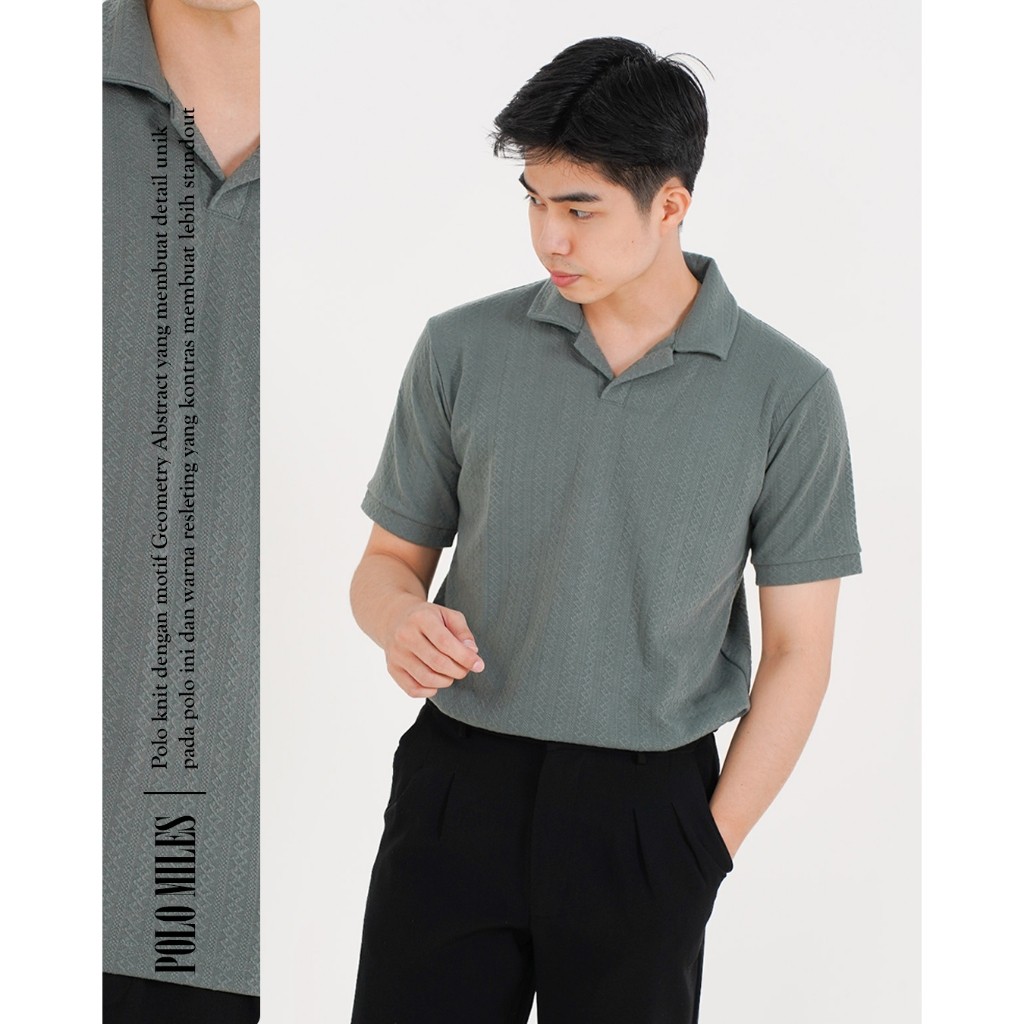 Polo Shirt Knit Pria Korea Kaos Kerah Casual Tanpa Kancing Premium Regular Fit Vanwinkle Miles