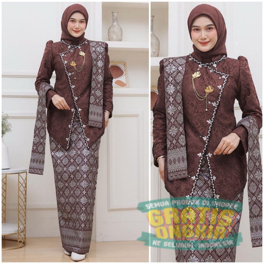 (ADA JUMBO) Set Kebaya Modern Janggan Kartini Terbaru Kebaya Wisuda Set Kebaya Tunangan Lamaran Keki