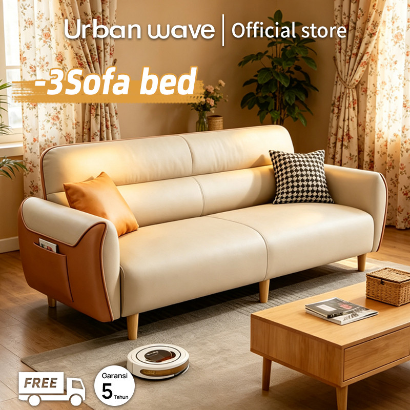 Sofa Kulit Asli Premium, Sofa Lurus Minimalis Ruang Tamu, Sofa Empuk Mewah Tahan Lama Cocok untuk ap