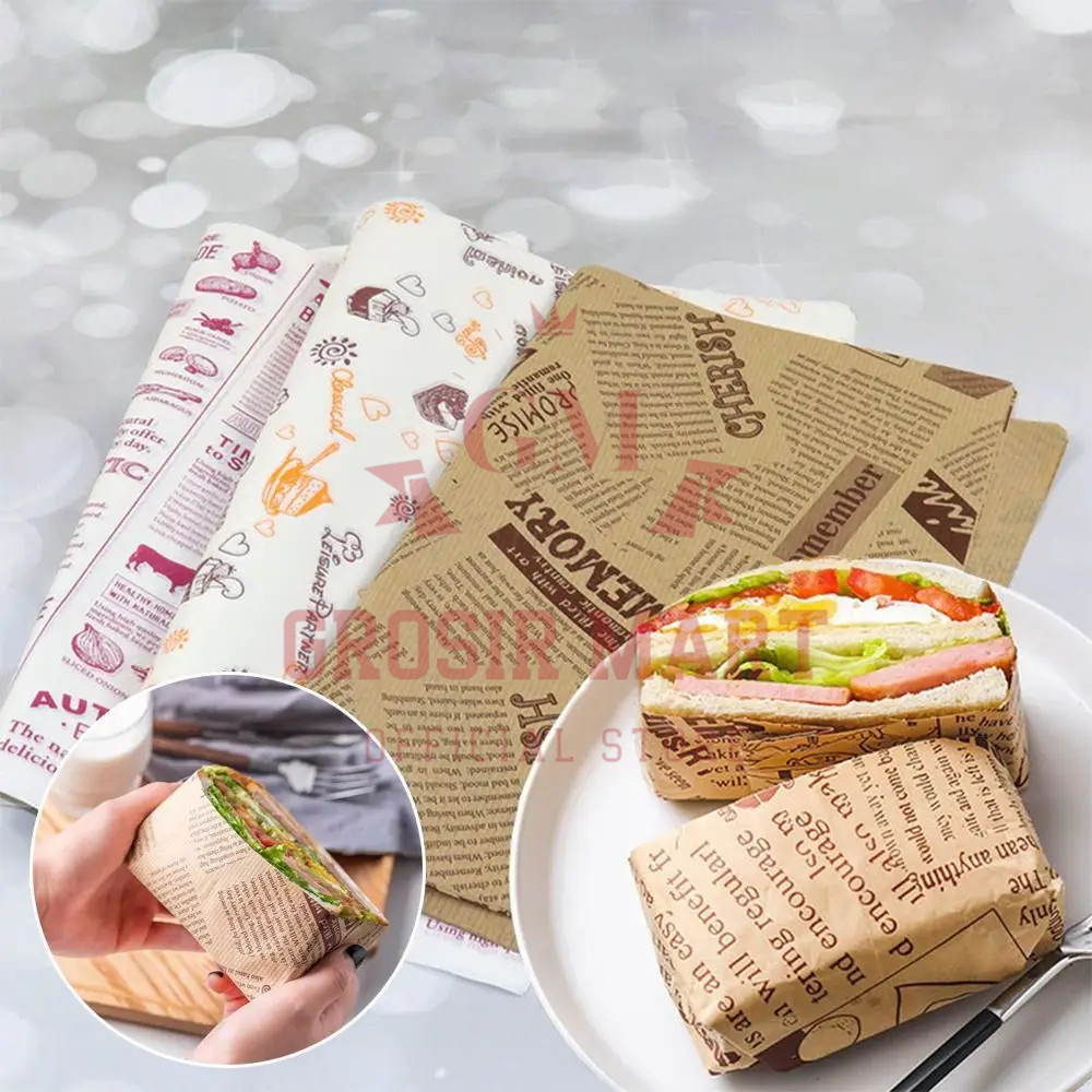Homigo Kertas Anti Minyak Sandwich Burger Alas Nasi KFC 28x38 Tebal Anti Sobek