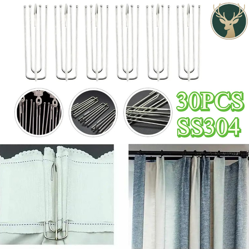30pcs Pengait Gorden Kaitan Gorden Baja Tahan/ Karat Kait Gorden Cantelan/ Hordeng Pengait Gorden Ja