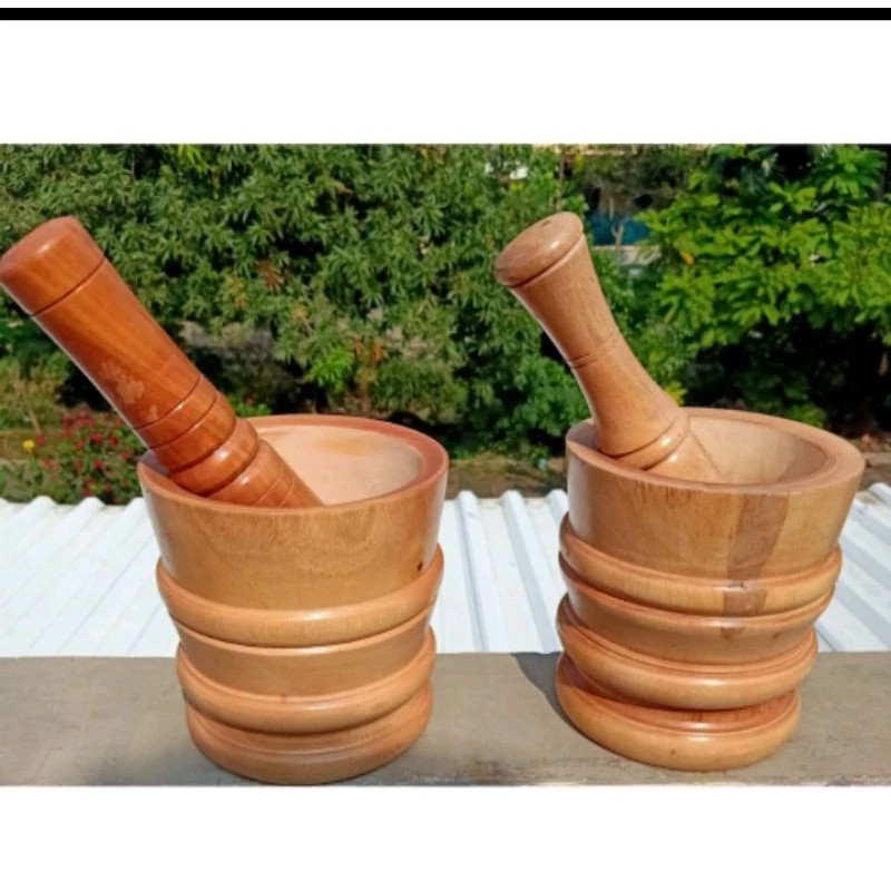 Lumpang Kayu Besar Ukuran 16 Cm + Alu / Tumbukan kayu Besar Kuat Tidak Mudah Patah MH