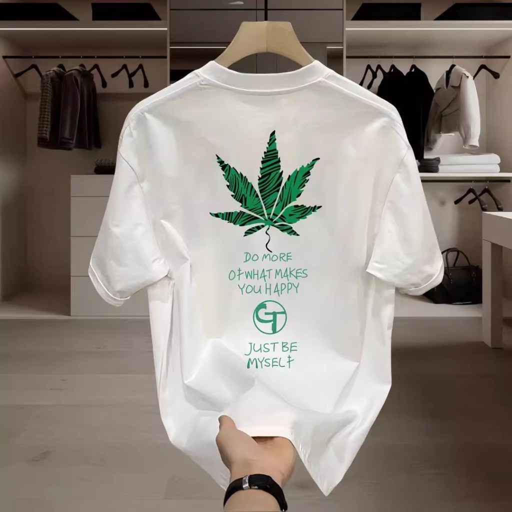 COD Kaos Distro Pria Motif Daun Maple - Cotton Premium 240GSM, Bahan Adem & Cepat Kering + Diskon Ek