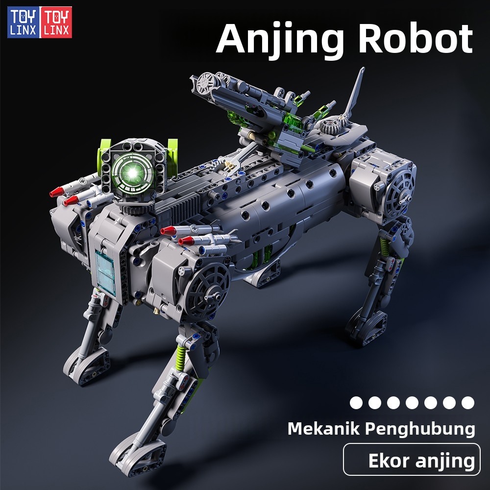 TOY LINX Mainan blok anjing robot 1609PCS Memasang Model Anjing Mesin 37 * 27 * 20CM Hadiah ulang ta