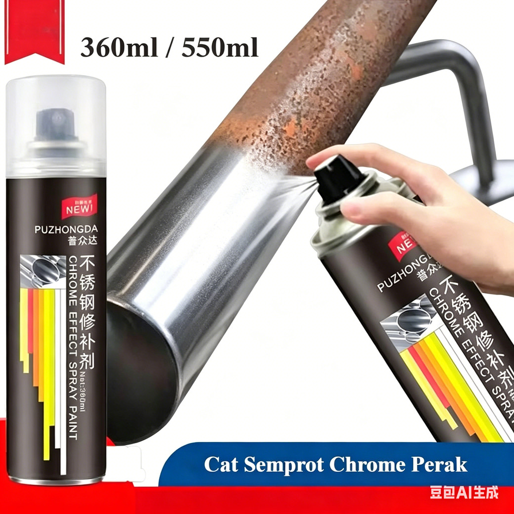 Cat Semprot Warna Perak Chrome Premium Untuk Velg Mobil Motor Perbaikan Stainless Steel Anti Karat T