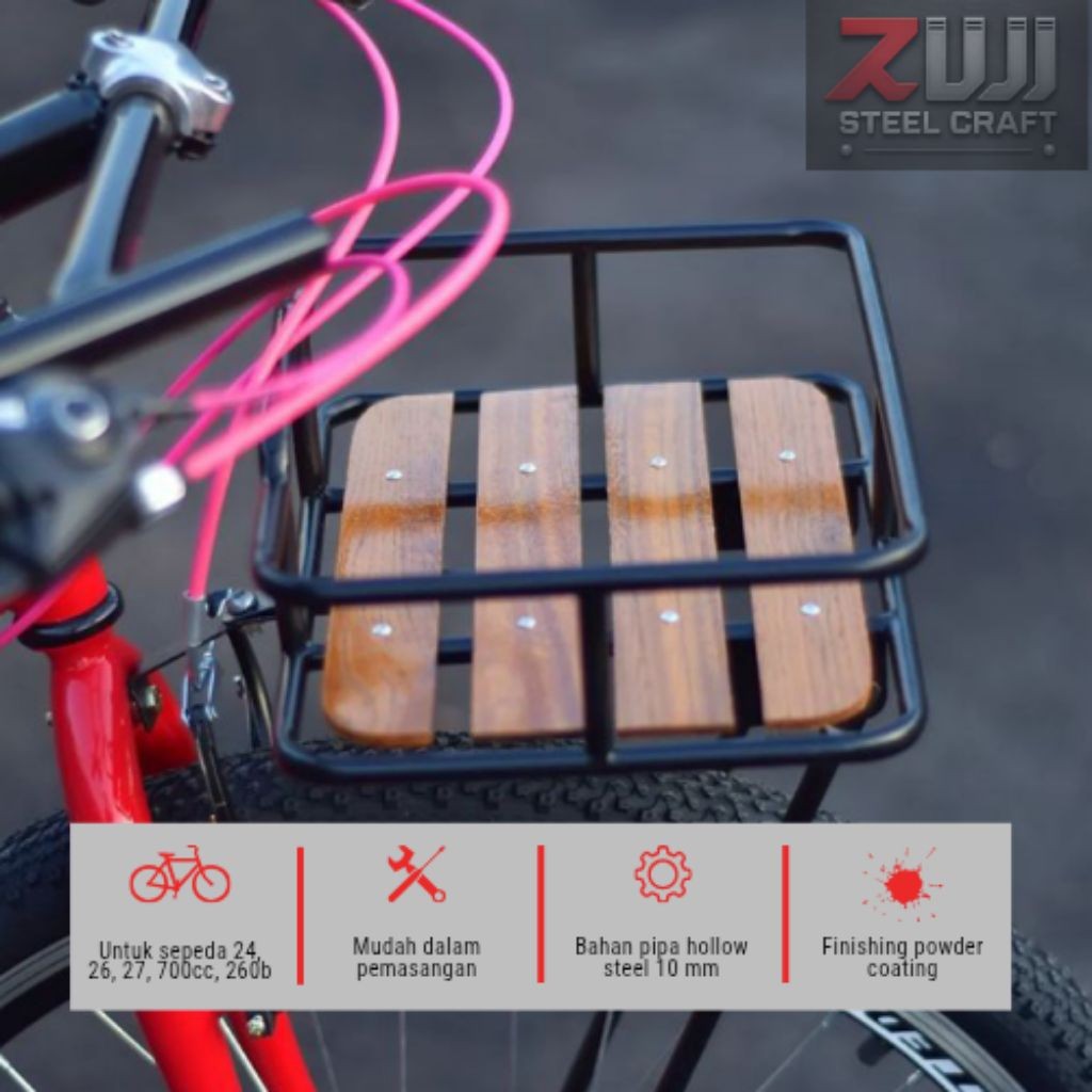 TANOZERO Keranjang Sepeda Federal Kalcer Alas Kayu Jati Vintage MTB Fixie Komuter Klasik Universal
