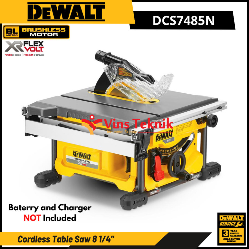 DEWALT DCS7485N Mesin Gergaji Kayu Meja Table Saw Cordless Brushless Table Saw 8 1/4" DCS7485