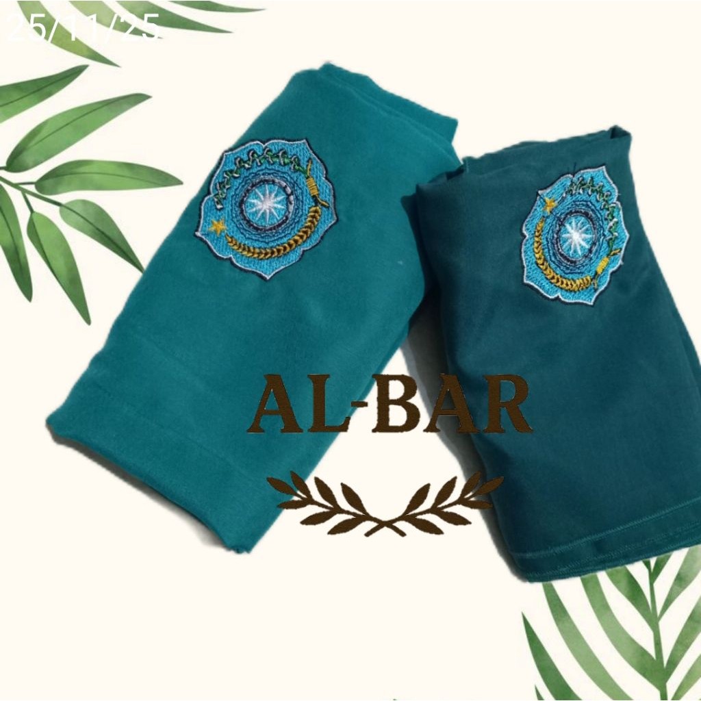 jilbab segiempat pkk hijau tosca tepian kelin,gelap dan terang