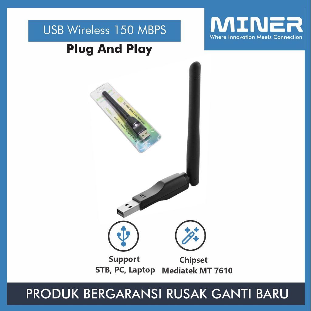 MINER USB Wifi Chipset MT7601 Kecepatan 150 Mbps untuk PC, STB & Laptop