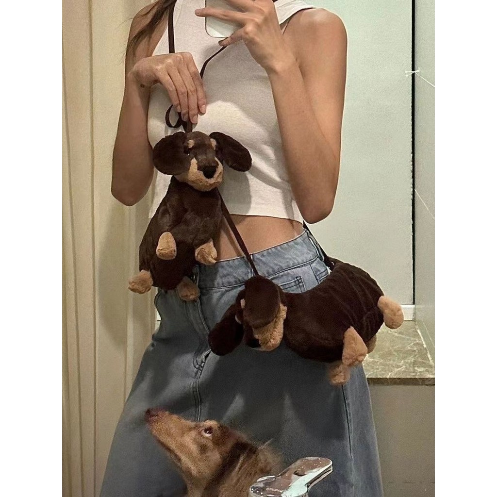 Tas Ketiak Baru Boneka Plush Anjing Dachshund Baru