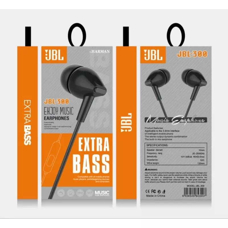 Headset JBL-300 EXTRA BASS Handsfree JBL300 EXTRABASS Earphone JBL-300 MIC EXTRA BASS