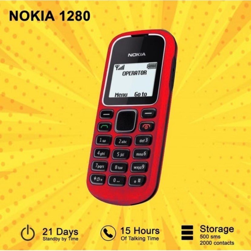 Nokia 1280 Fullset Hp Nokia Jadul MERAH