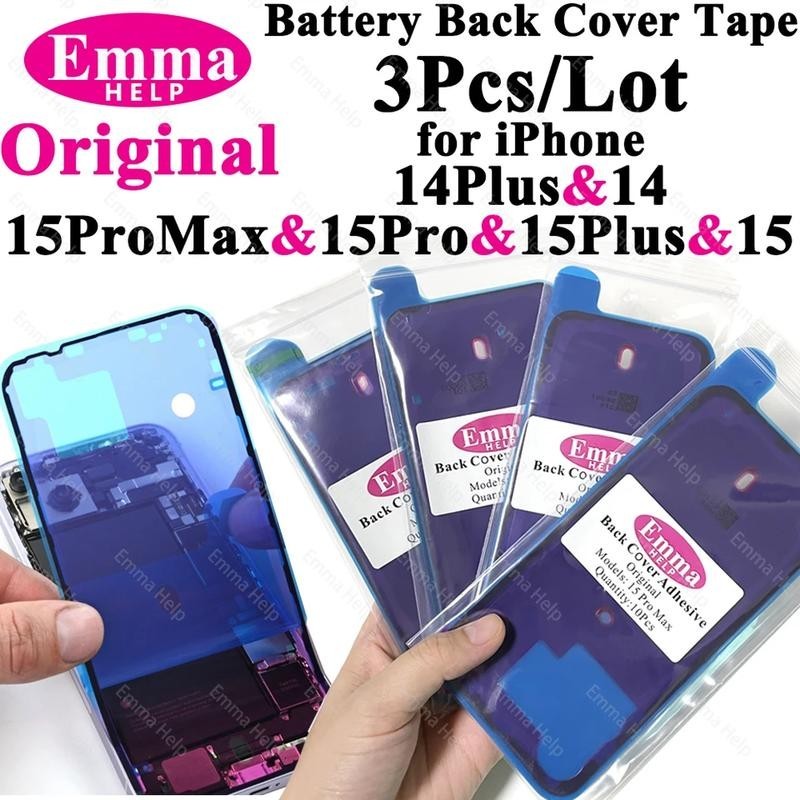 3pcs Stiker Segel Tahan Air Sisi Penutup Belakang Asli untuk iPhone 15 Plus 14 Pro Max Perekat Segel