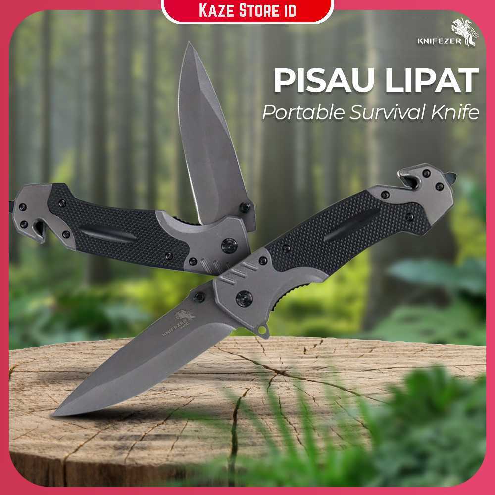 KNIFEZER Pisau Lipat Outdoor Portable Knife Survival Stainless Steel - 440C