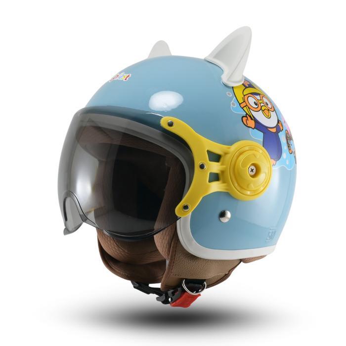 Helm Anak Lunar Kids Bagus Karakter Kartun Motif Pilot Lucu Pakai Kuping Kucing SNI - PILOT PORORO B