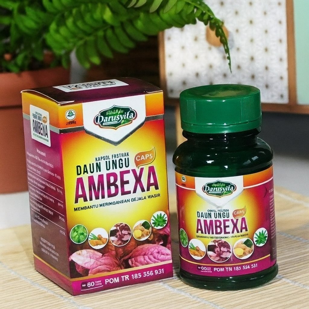 Ambexa original obat wasir dan ambeien herbal ( isi 60 kapsul ), Ambexa mengatasi penyakit ambeien s