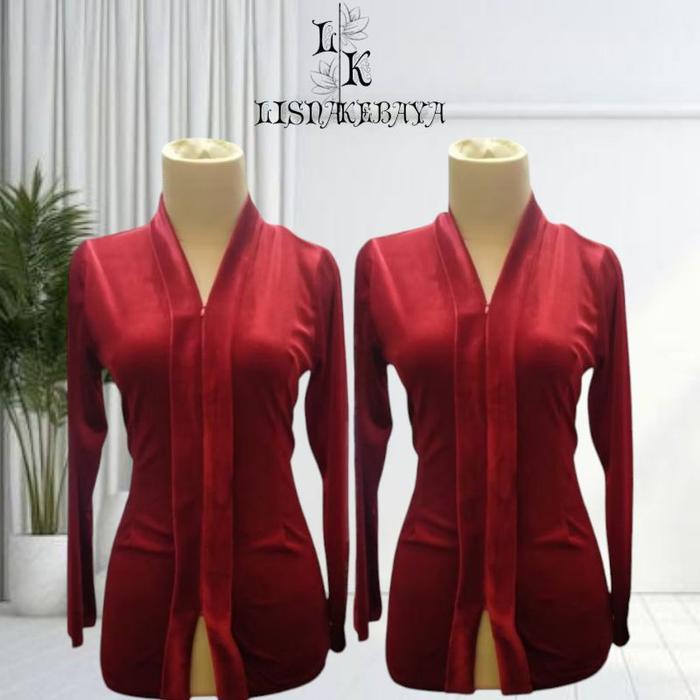 Kebaya Bludru Model Kartini Baju Wanita Dress Atasan Panjang Dewasa Ukuran M Remaja Pesta Katun Kond