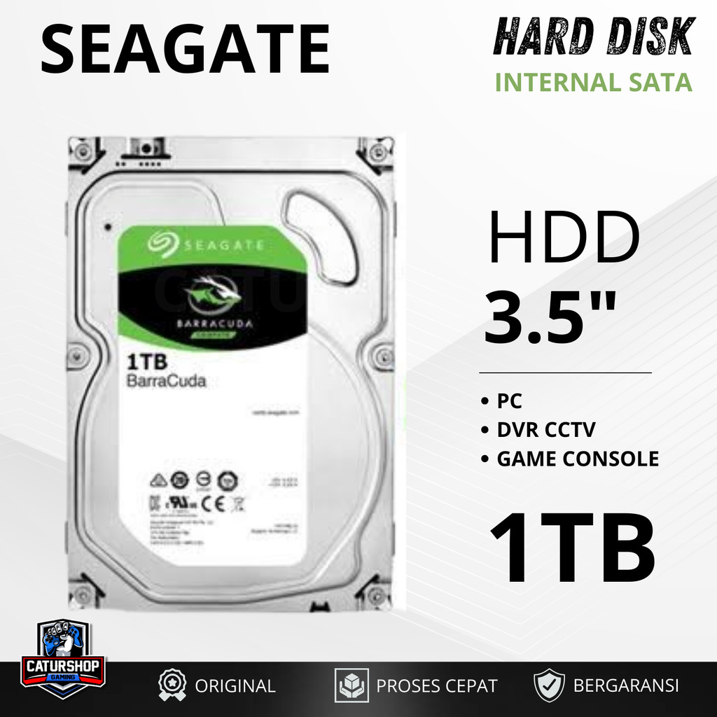 HDD 1TB PC 3.5" Seagate Baracuda / Skyhawk Hijau Hardisk PC 1 TB Hard Disk 1000GB CCTV PC PS DVR 1 T