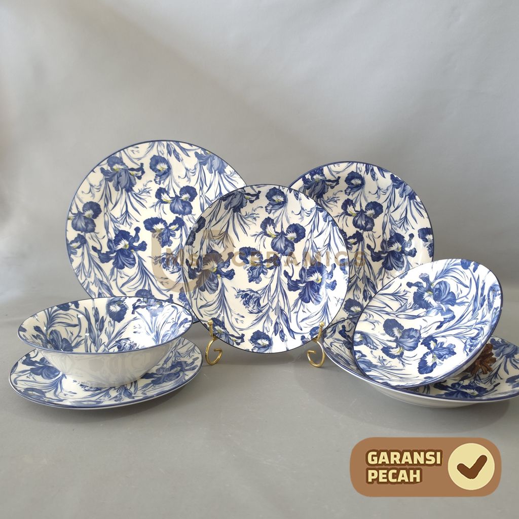 SAKATO Piring Keramik Makan Motif Bunga Dinner Piring Keramik Bunga Cantik Aesthetic Bermotif