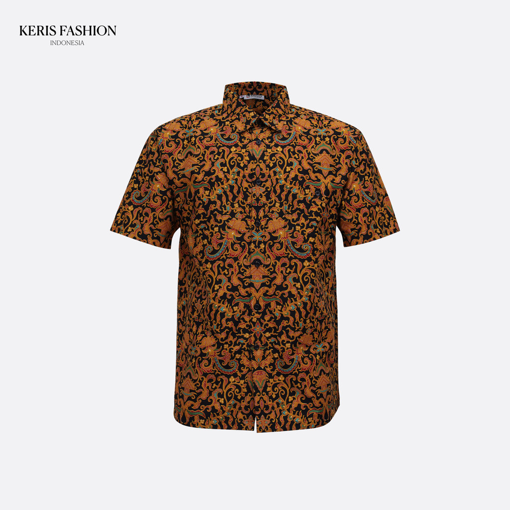 Keris Gallery Kemeja Batik Relaxed Fit Lengan Pendek Motif Peksi Aryani - Coklat