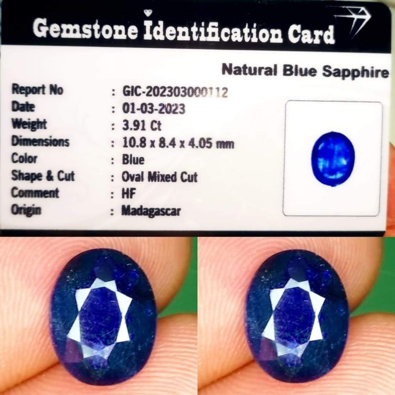 Natural Blue Sapphire Memo Batu Permata Asli
