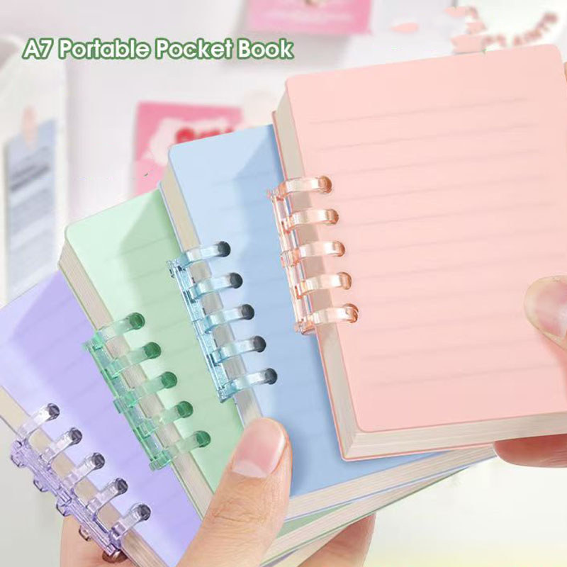 4pcs Pocket notebooks, portable notebooks, loose-leaf planners, A7 loose-leaf mini notebooks, spiral