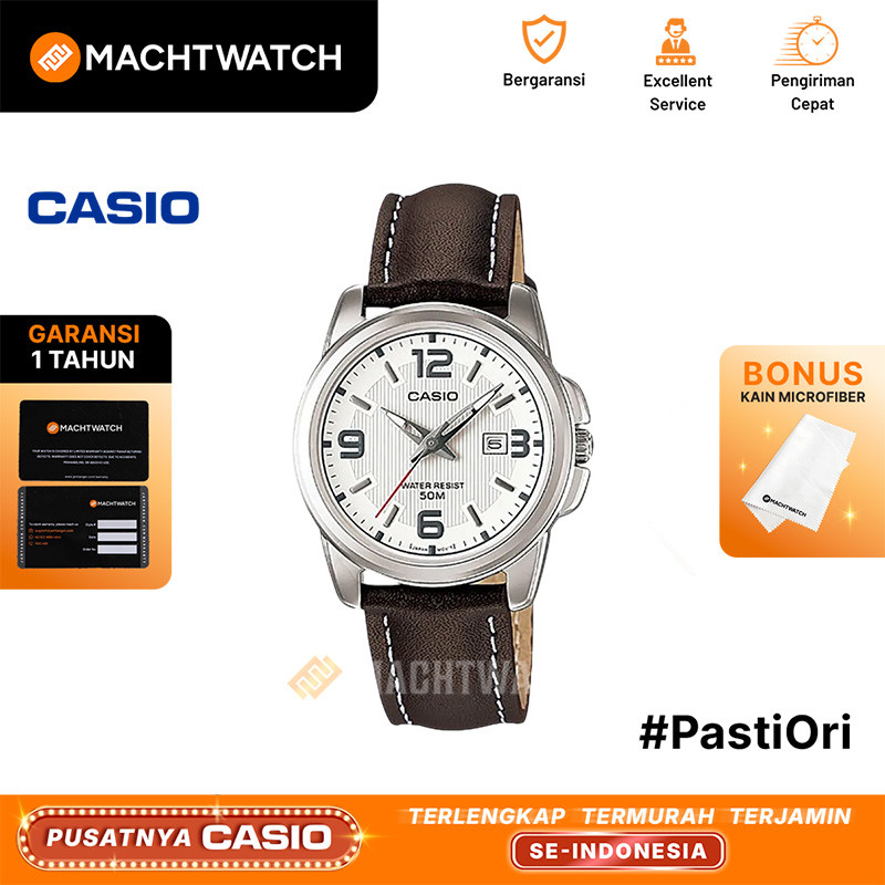 Jam Tangan Wanita Analog Casio Standard LTP-1314L-7AVDF LTP1314 LTP-1314L Brown Leather Band