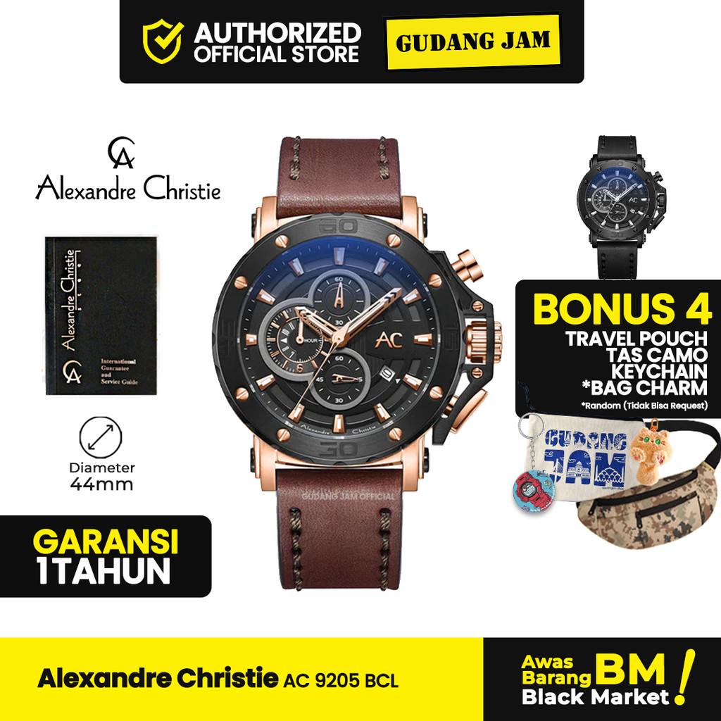 Jam Tangan Pria Alexandre Christie AC 9205 BCL Analog Leather Strap