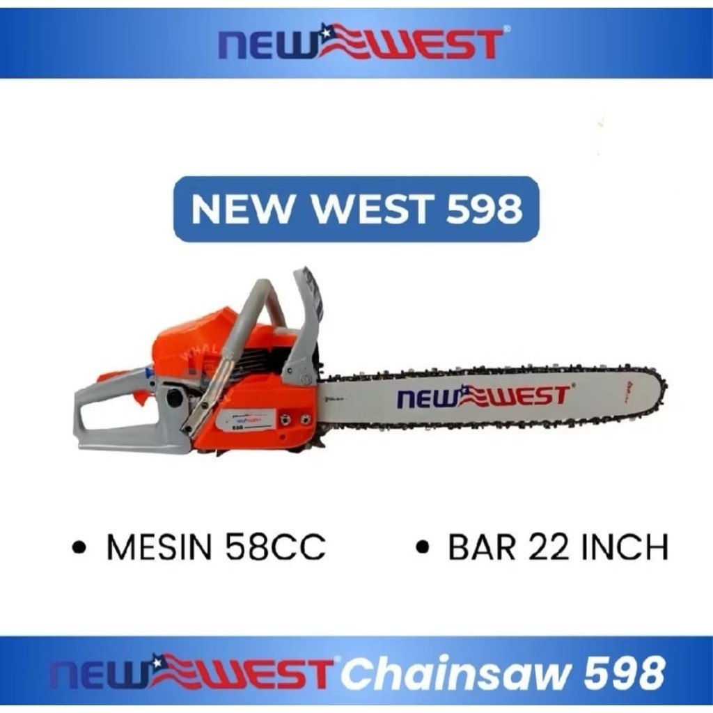 KM chainsaw newwest 22 inch bar baja mesin gergaji new west chainsaw newwest senso newwest