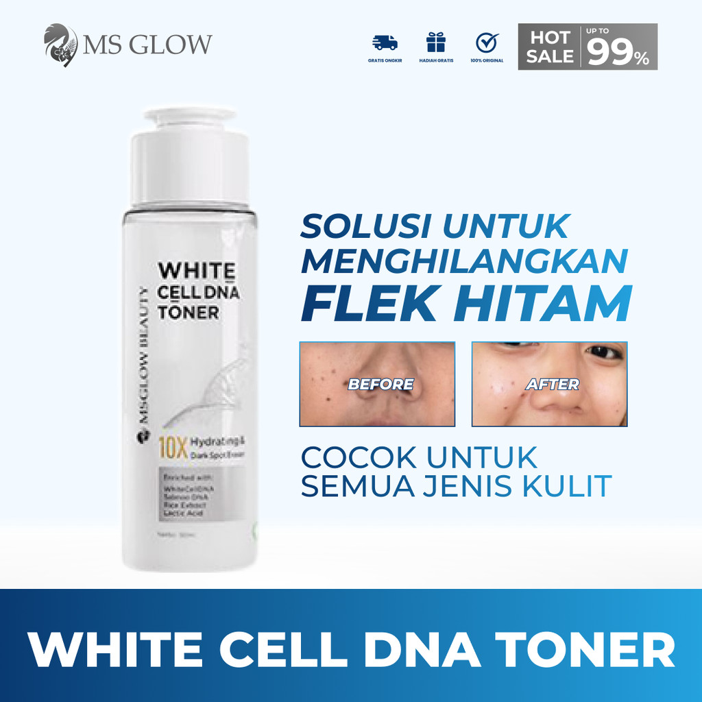 MS Glow White Cell DNA Toner Skincare Toner Pencerah Wajah Kulit Meratakan Warna Untuk Flek Hitam Ku
