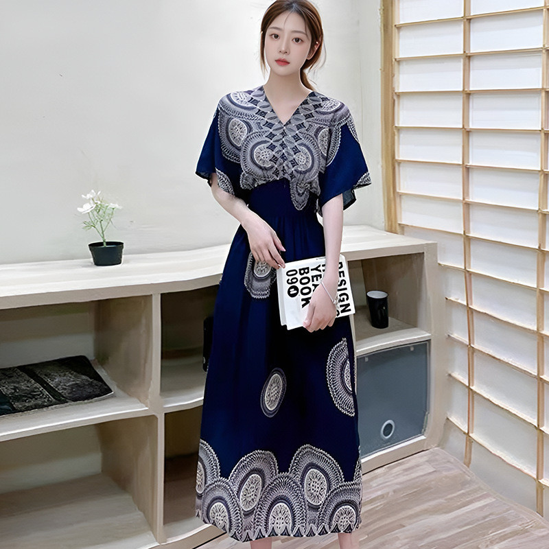 Dress Bunga Sage Green Lebaran Kondangan Wisuda Elegan