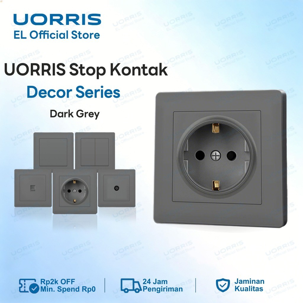 UORRIS Grey Abu GNA /Stop Kontak/ Sakelar Saklar Rumah Monqiqi Gabungan