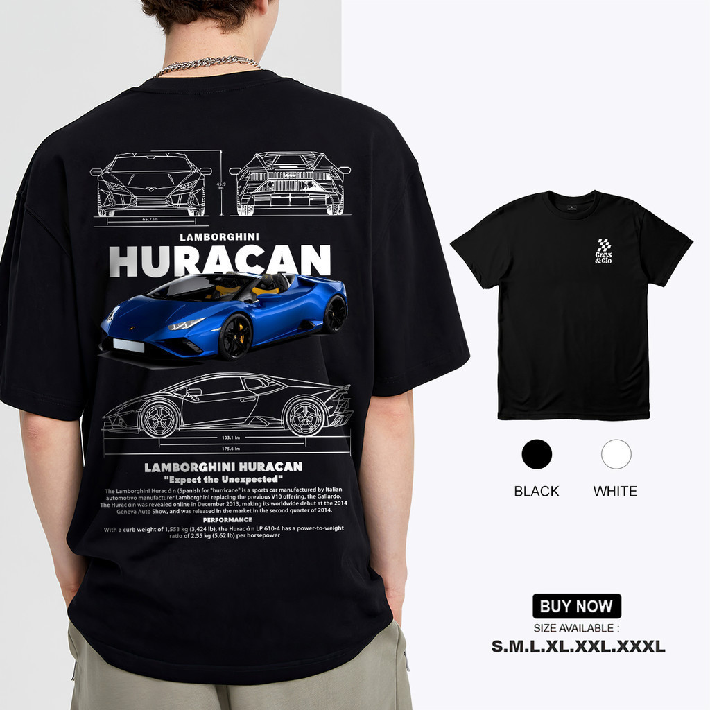 Lamborghini - Kaos Cetak Mobil Kerah Bulat Bahan Katun Tebal Pakaian Unisex