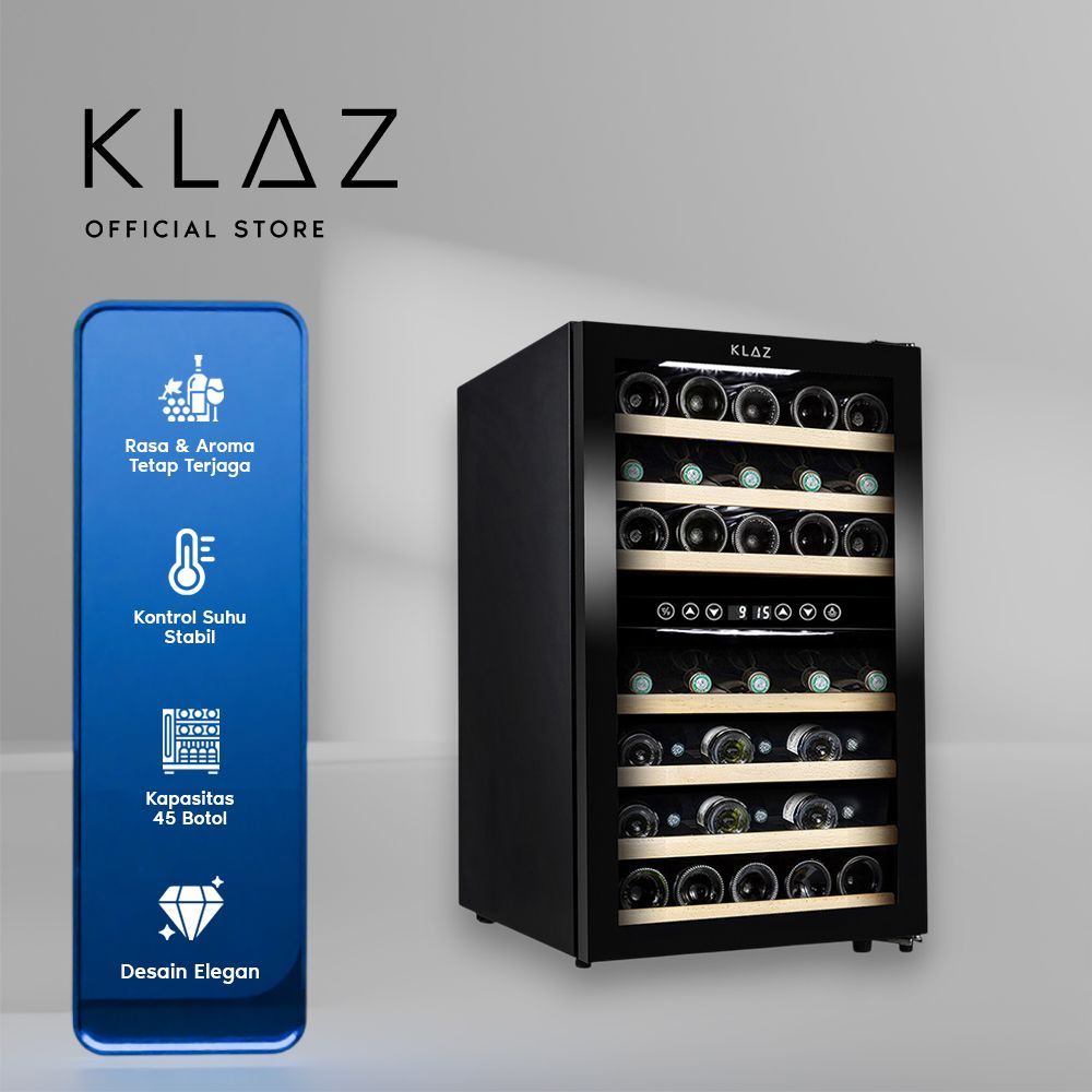 Klaz Pendingin Wine 45 Botol - Hitam Wine Cooler Wine Chiller Kulkas Wine Lemari Pendingin Botol Ang
